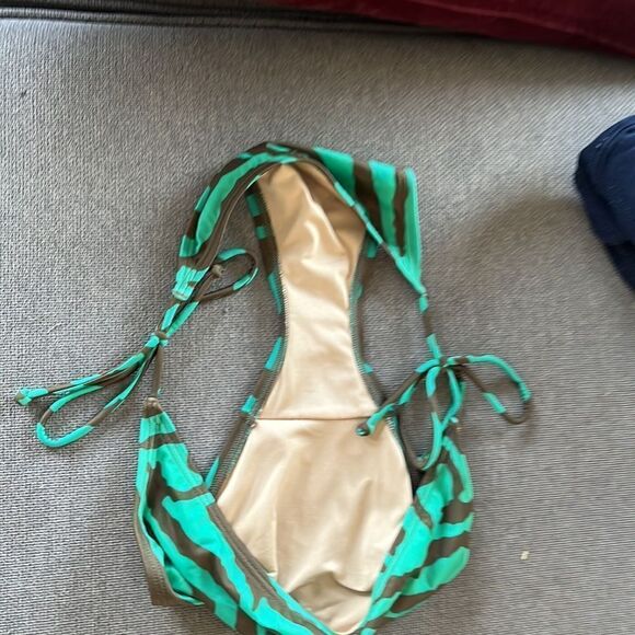 Victoria’s Secret Bikini Bottoms - Brown Zebra/ Green , tie on the hip. Size M - Picture 5 of 5